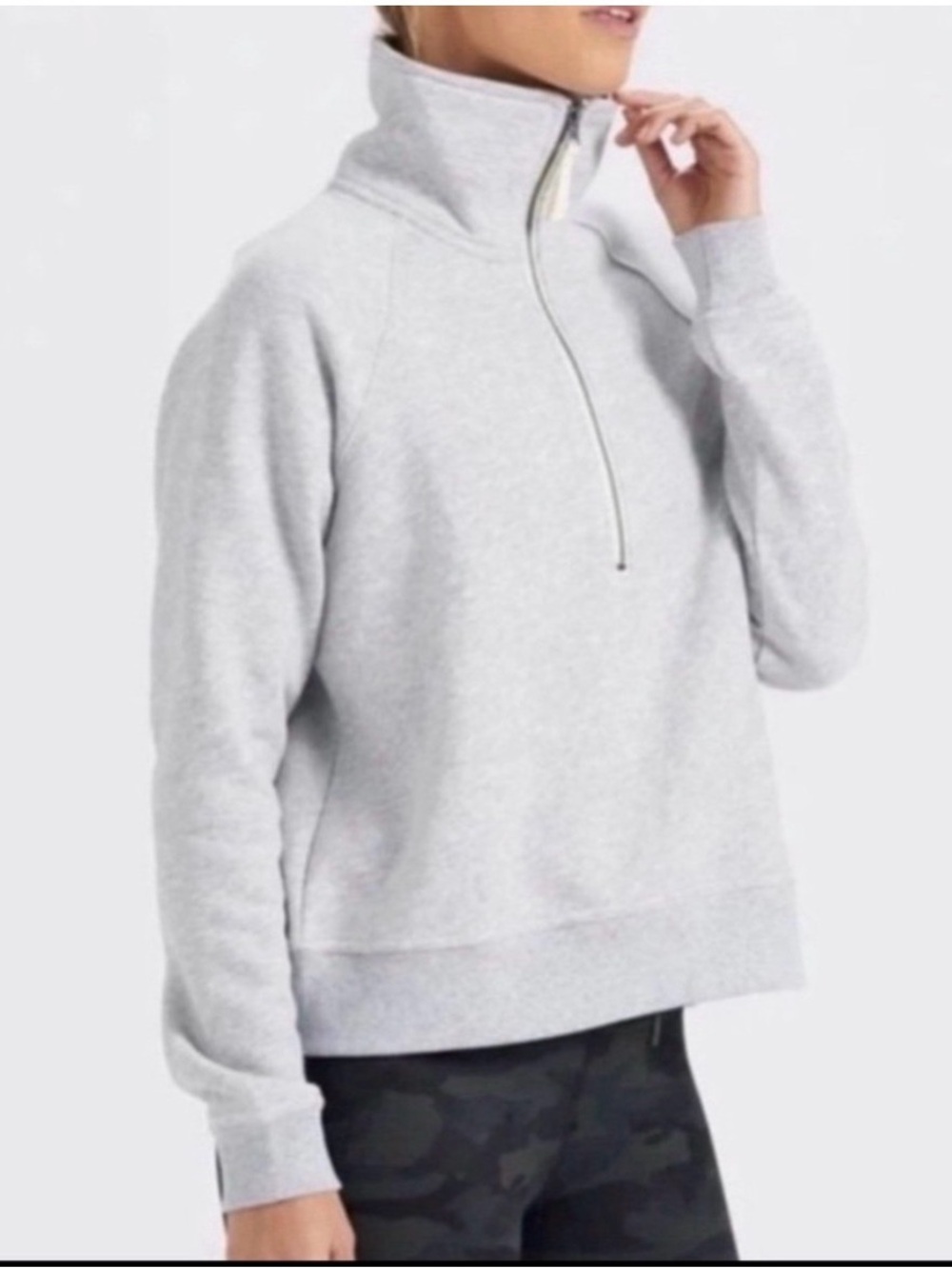 Vuori Light Gray Half-Zip Pullover Sweatshirt